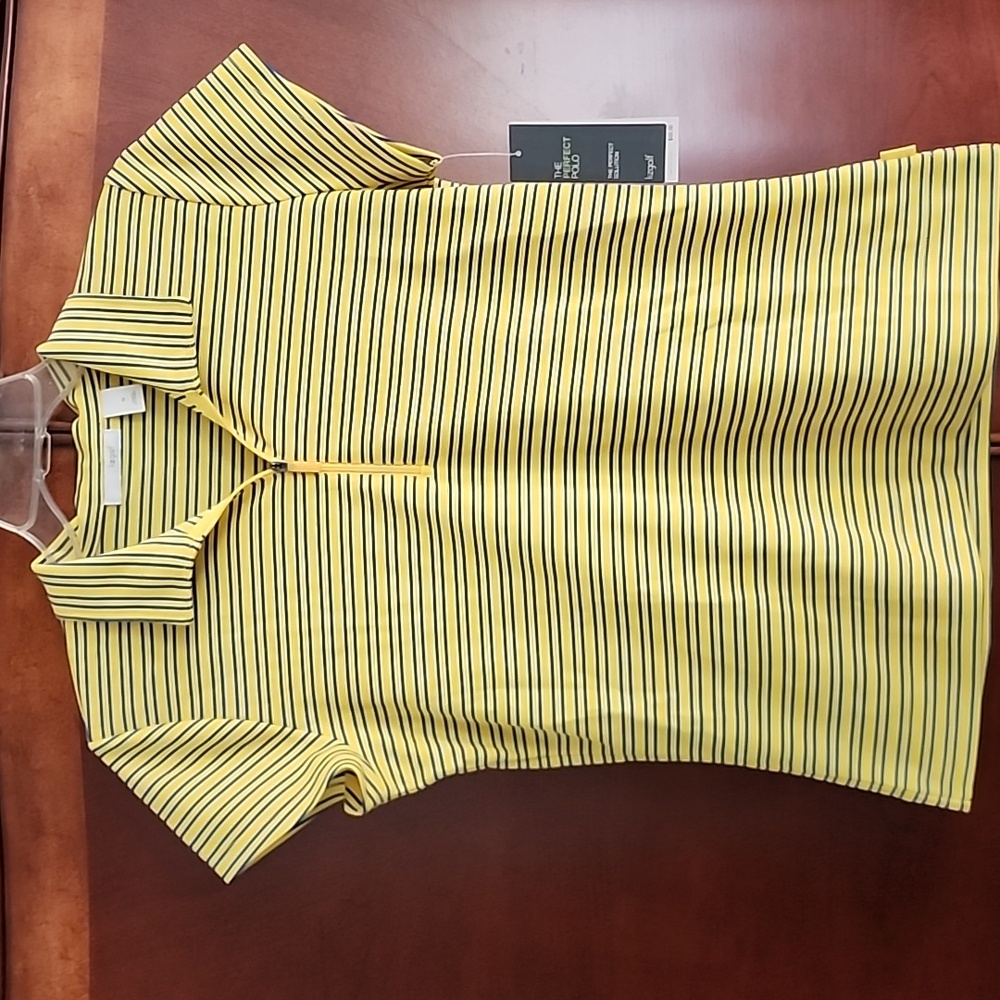 Lizgolf women's golf shirt, yellow/navy. Size M